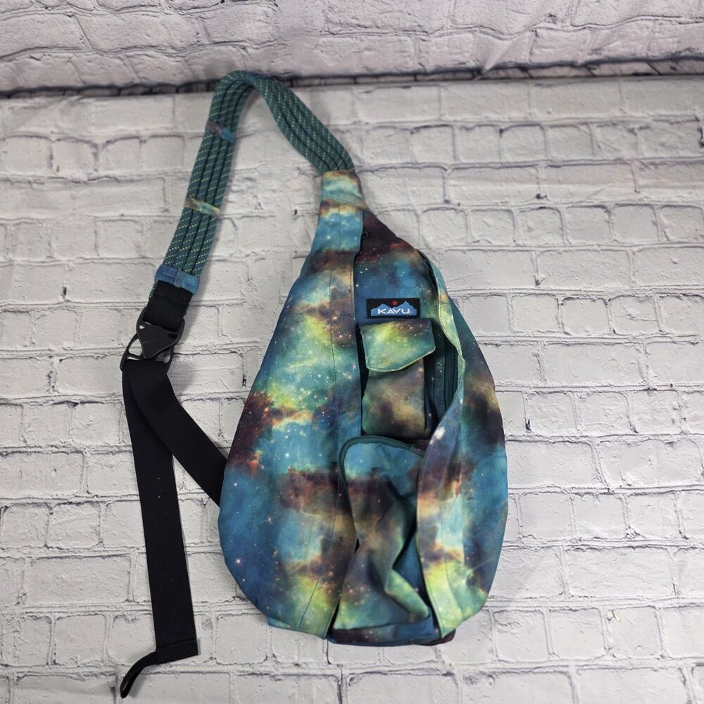 KAVU Original Rope Sling Bag Crossbody Backpack Cosmic Galaxy Space Cool Colors